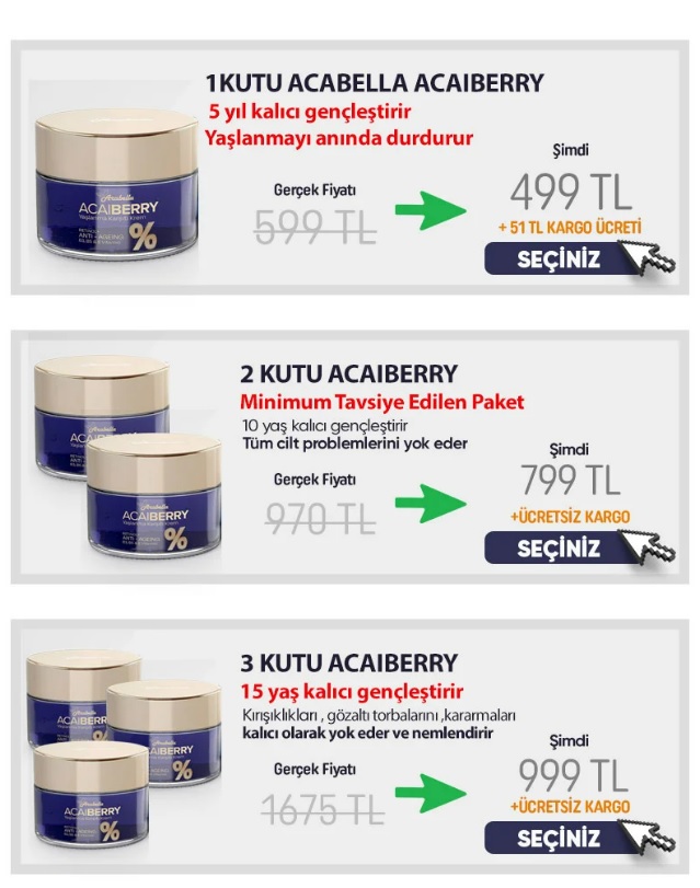 Acabella Acaiberry Kremi Kırışıklık ve Yaşlanma Karşıtı Krem Satış Sitesi